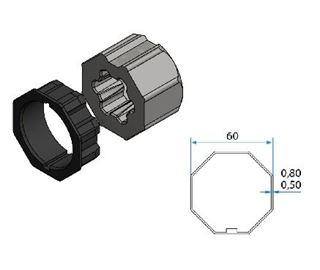 Immagine di KIT ADATTATORI DA 45 TUBO OTTAGONALE 60 **