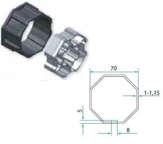 Immagine di KIT ADATTATORI DA 58 TUBO OTTAGONALE 70